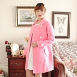 珑慕毛呢外套呢子大衣女学生韩版新款冬天可爱茧型粉色加厚款588