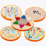 儿童益智玩具3岁以上五合一大号飞行跳棋木制六角五子棋木质棋类
