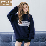 jcoolstory韩国2016春装新款字母印花卫衣女加绒潮流学生宽松套头
