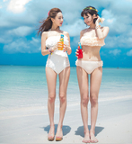 TerryBB GO韩国代购黑白色比基尼蕾丝游泳衣女连体温泉泳装bikini