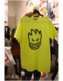 韩国东大门直邮代购女装Basquiat 新品圆领短袖印花长款T恤
