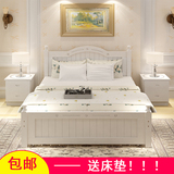 实木床白色松木床1.8米1.5米欧式简约现代儿童床双人床原木简易床