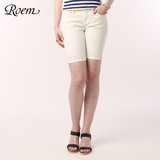 ROEM韩国罗燕夏季新品女直筒卷边纯色牛仔中裤RCTJ42301G专柜正品