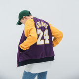 春季新款韩版经典王朝科比乔丹撞色印花纪念夹克嘻哈潮流男士外套