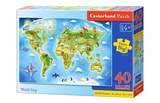 Castorland巧思 进口儿童拼图40片 大块 世界地图B-040117-1
