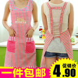韩版时尚围裙可爱男女工作服厨师围腰双口袋防油防水厨房罩衣包邮