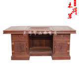 鸡翅木泡茶桌 实木办公桌 中式茶艺桌 雕花功夫茶桌 红木家具