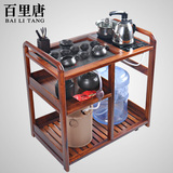 百里唐 花梨木茶车精品实木茶桌可移动带轮茶台整套茶具乌金石面