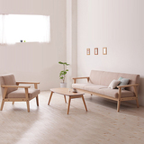 北欧日式简约宜家棉麻布艺沙发 单人双人三人 咖啡厅橡胶木沙发椅