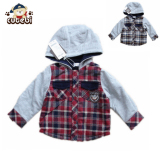 限时促Cutebi专柜正品冬季男童装格子连帽夹棉外套棉服224011101