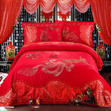 专柜正品龙凤大红十件套全棉刺绣被罩结婚床上用品四件套婚庆床品