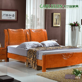 高档纯实木床1.8 1.5米雕花橡木床储物高箱床中式卧室家具双人床