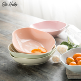 西芙 泥彩创意日式汤盘 家用陶瓷菜盘子碟子深盘早餐盘沙拉盘餐具