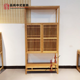 老榆木免漆禅意中式书柜书架简约现代茶室组合茶叶柜置物架储物柜
