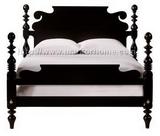 美式乡村风格 实木黑色双人床家具定制 美式柱子简约现代四柱床