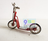 红色合金踏板车模型 仿真迷你脚踏车模型摆件 儿童玩具自行车模型