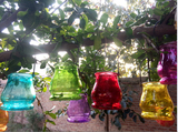 彩色玻璃南瓜水培花卉容器小双耳吊瓶悬挂玻璃花瓶插花瓶7只包邮