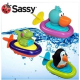 清仓宝宝戏水洗澡玩具 Sassy动物小船企鹅恐龙小鸭拉绳发条玩具