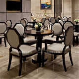 新中式售楼处洽谈桌椅 新古典酒店会所接待椅 实木餐椅 谈判圆桌