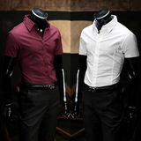 夏季商务英伦男式职业男装韩版修身半袖休闲青年衬衣男士短袖衬衫