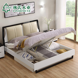 林氏木业1.8米板式床现代简约高箱双人床储物软靠婚床家具BI3A-C