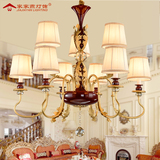美式客厅吊灯欧式复古餐厅创意奢华铁艺枝型大厅双层大气布罩灯具