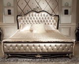 高档欧式真皮床 新古典实木雕花床 橡胶木双人床1.8 法式床定制