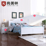 尚美林 韩式床松木床实木床卧室家具组合套房床 床+床头柜+床垫