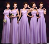 伴娘礼服长款2015春夏新款韩版绑带紫色伴娘团新娘敬酒礼服演出服