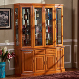 乐森达现代中式实木酒柜客厅家用水曲柳家具餐边柜玻璃展示组合