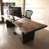 北欧LOFT铁艺实木餐桌椅组合 会议办公桌客厅大桌子长方形定制