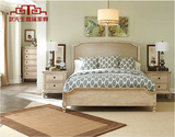 美式乡村床仿古实木布艺床法式复古做旧双人床欧式高端床家具简约