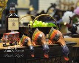 泰国工艺品创意喝水鸭子木质家居柜子摆设客厅饰品动物架子摆件