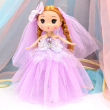 芭比娃娃婚纱新娘拖尾礼服摆件迷糊娃娃挂件生日礼物玩具公主女孩