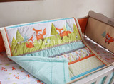 外贸出口美国原单橙色小狐狸婴儿床品套装分片式床围婴儿被五件套