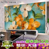 电视背景墙壁纸无缝大型壁画沙发3D油画花朵欧式复古花朵花卉田园