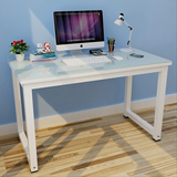 简约现代钢化玻璃电脑桌台式家用办公桌1.2米钢木写字台书桌