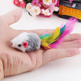 猫玩具仿真老鼠内部含多颗小塑料珠发声 猫用彩色尾巴毛绒小老鼠