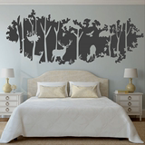 夜间森林客厅卧室沙发床头电视背景装饰树林小鹿自粘墙贴贴纸贴画