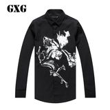 GXG男装 冬季商场同款 男士黑色艺术长袖衬衫#54203292