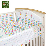 拉比童床 新生宝宝婴儿床组套件 床围枕头床单 波点七件组