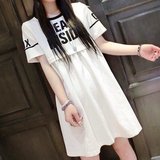 夏季韩版孕妇装时尚连衣裙纯棉宽松字母短袖上衣中长款孕妇T恤裙