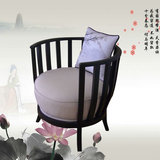 新中式实木水曲柳围椅售楼处圈椅洽谈单人沙发椅组合布艺休闲沙发