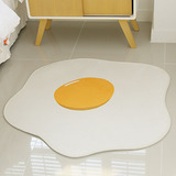 Aika爱家韩国代购鸡蛋荷包蛋图案短绒卧室床边地垫客厅茶几地毯