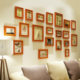 狮家 欧式大尺寸客厅照片墙 创意相片墙组合 实木相框墙20框
