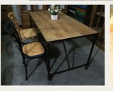 复古实木铁艺LOFT茶几美式乡村法式乡村书桌餐桌椅做旧餐桌工作台