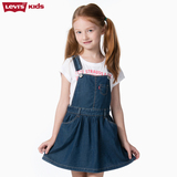 Levi's李维斯春夏季童装女童靛蓝色牛仔背带裙77363-0043
