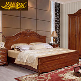 艺流家居 欧式卧室家具 全实木深色缅甸柚木1.5 1.8米双人床AA