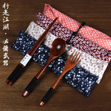 包邮/和风四季zakka/筷子勺子布袋套装/绕线木勺筷套/便携餐具