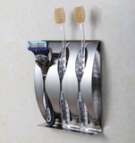251包邮~拉丝不锈钢牙刷架 创意牙刷架强力胶粘式牙具座清洁卫生